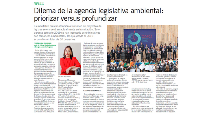 Dilema de la agenda legislativa ambiental: priorizar versus profundizar
