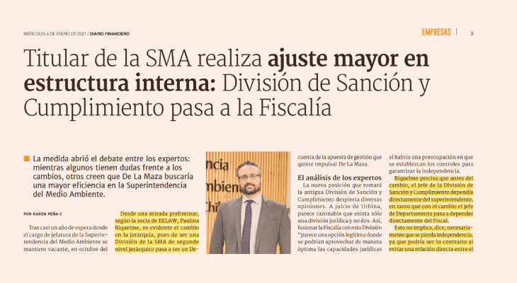 Titular de la SMA realiza ajuste mayor en estructura interna: División de Sanción y Cumplimiento pasa a la Fiscalía