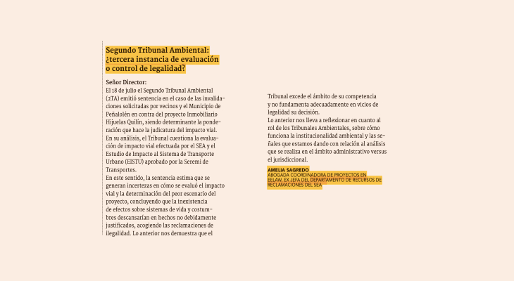 Segundo Tribunal Ambiental: ¿Tercera instancia de evaluación o control de legalidad?