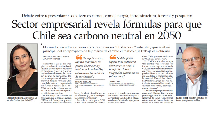 Sector empresarial revela fórmulas para que Chile sea carbono neutral en 2050