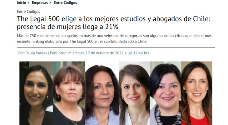 The Legal 500 elige a los mejores estudios y abogados de Chile: presencia de mujeres llega a 21%
